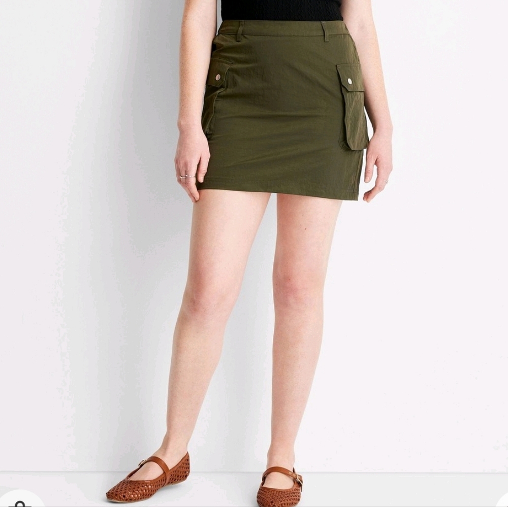 NWT Women's Cargo Mini Skirt - Future Collective Dark Olive Green - Picture 2 of 6